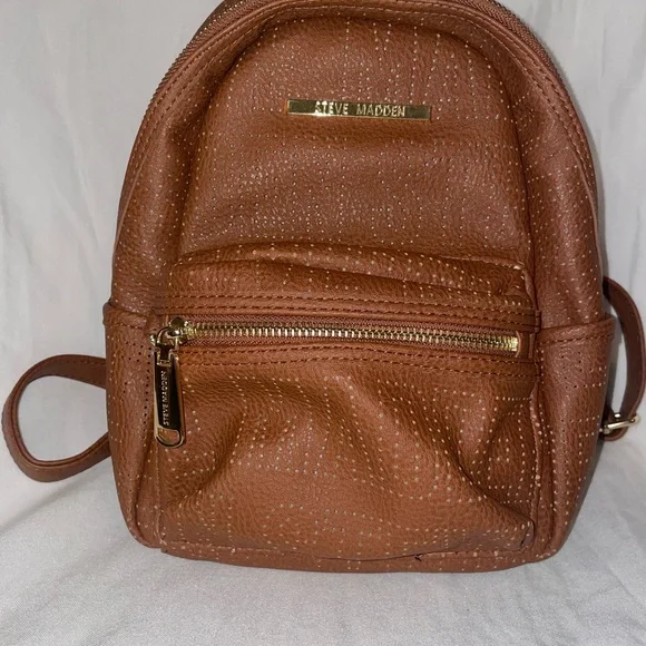 Steve Madden Brown Women\'s Backpack Steve Madden Backpack Purse Brown Embossed Logo Faux Leather  main image 3